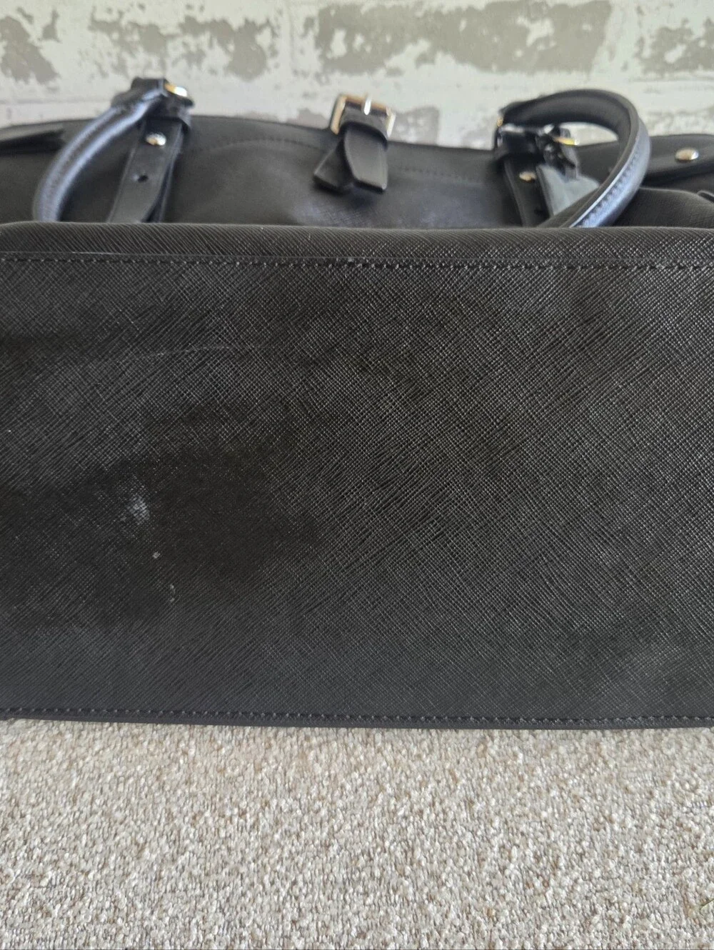 TUMI Villa Saffiano Coated Canvas Laptop Tote Bag Crossbody Strap & Sleeve